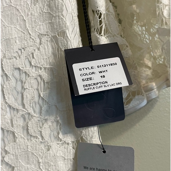 Adrianna Papell Womens Ruffle Cuff Sleeve Lace Cream Cocktail Dress  Sz 10 NWT - Picture 7 of 15